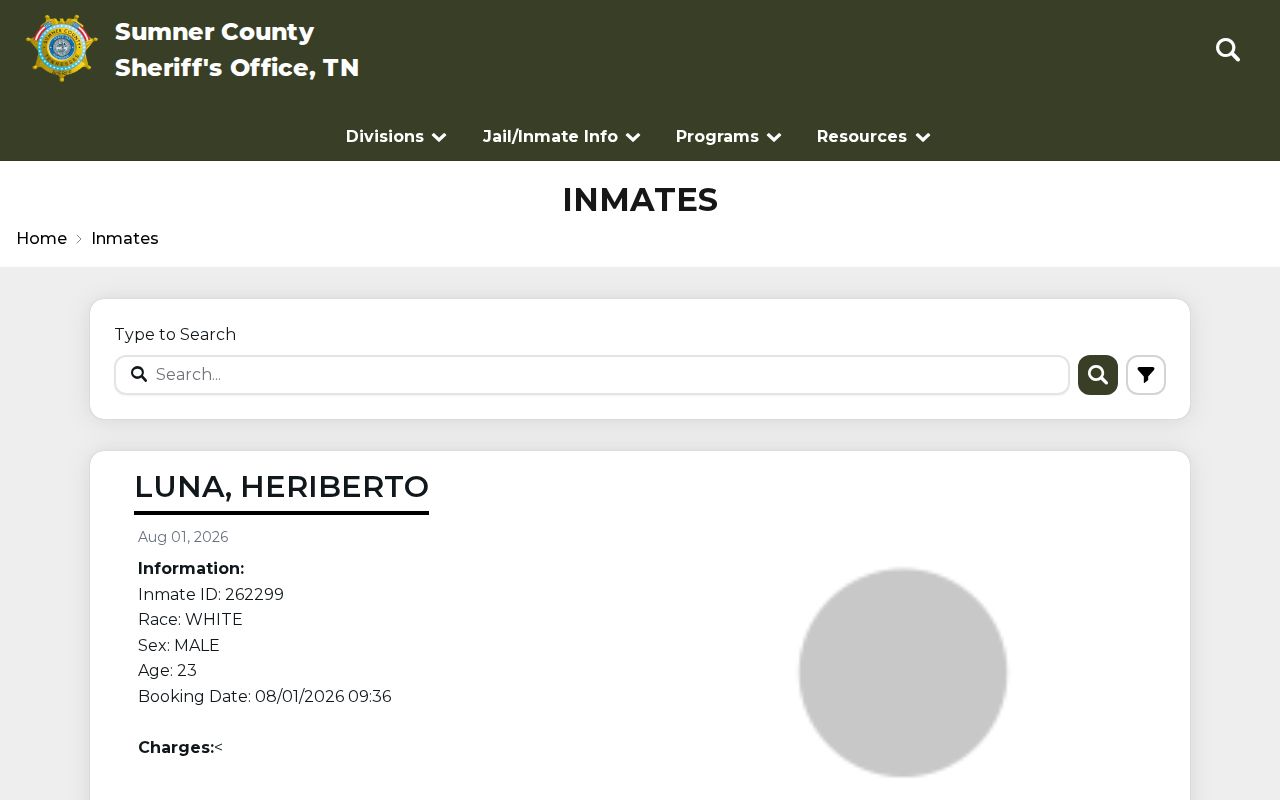 Gallatin people search using the Sumner County inmate roster