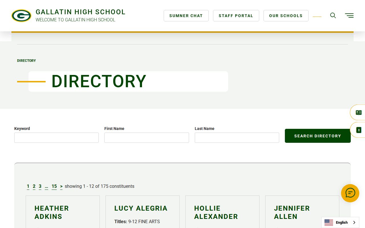 Gallatin directory search for Gallatin High School staff