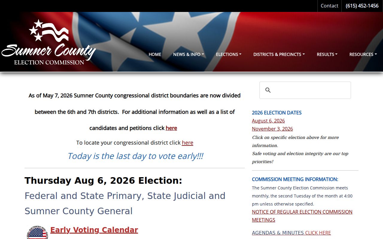 Gallatin voter records information on the Vote Sumner site